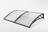 Copertină ECO de ușă 240x100cm marchiză adăpost acoperiș negru-transparent